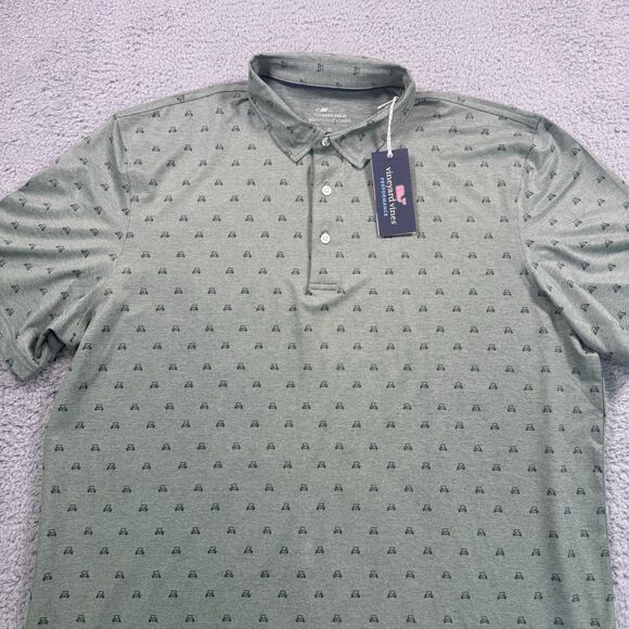 Vineyard Vines Shirt Men’s XL Green Polo OTG On the Go Palmero Golf Cart Print - Picture 3 of 8